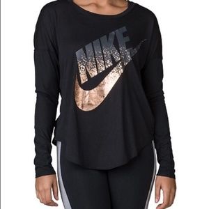 Nike High-Low Top With Metallic Rose Gold Logo